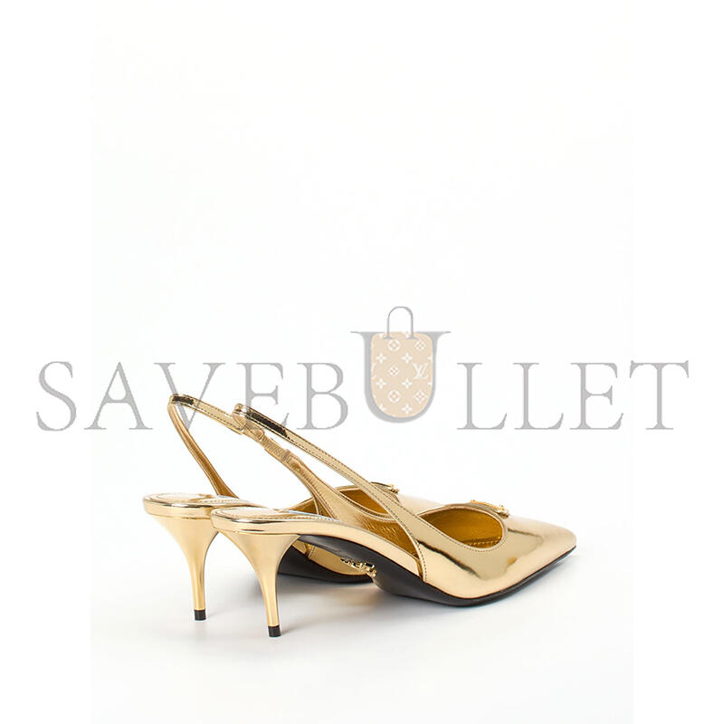 PRADA METALLIC LEATHER SLINGBACK PUMPS GOLD 